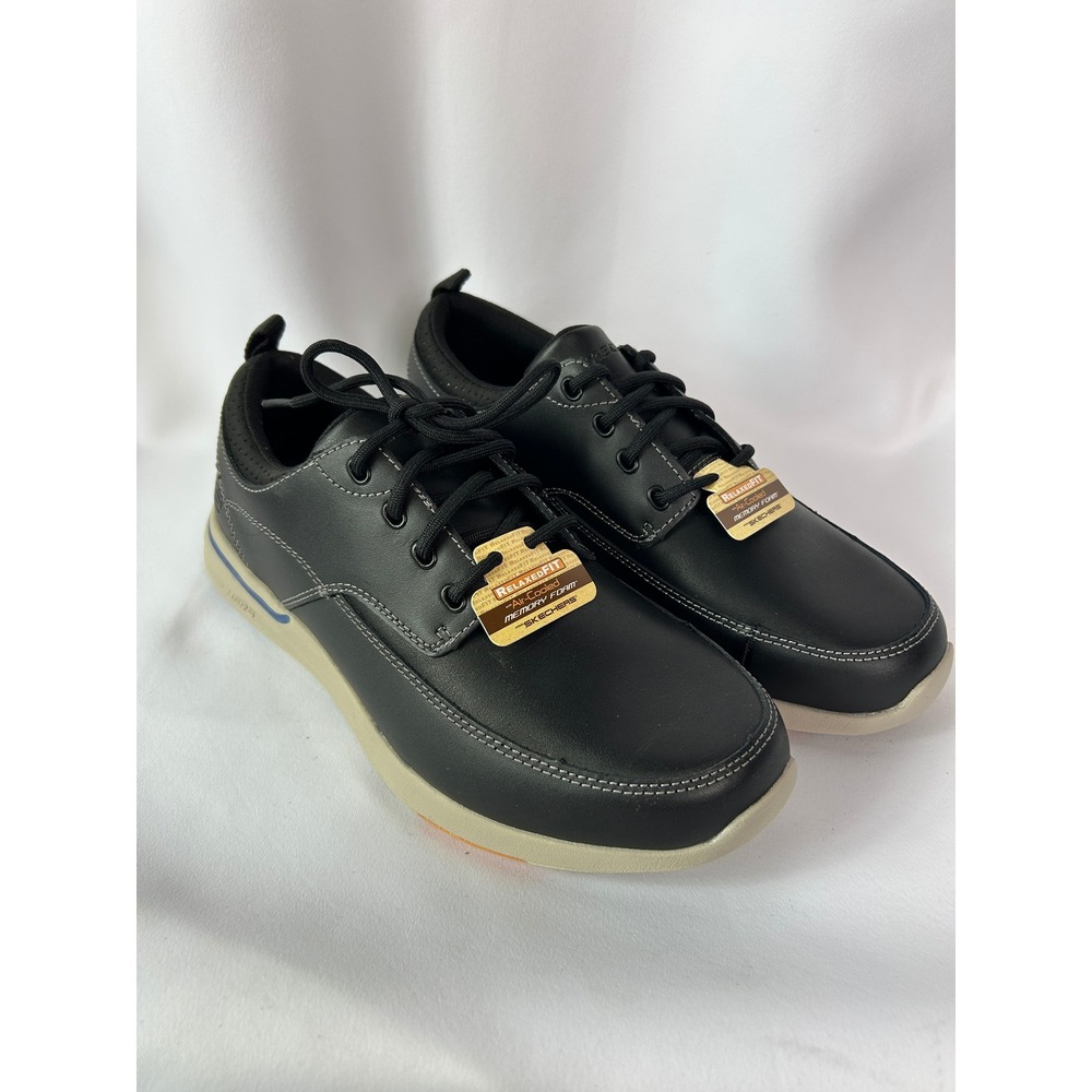 Skechers Elent-Leven Black Relaxed Fit Memory Foam Mens Sneakers Casual Shoes